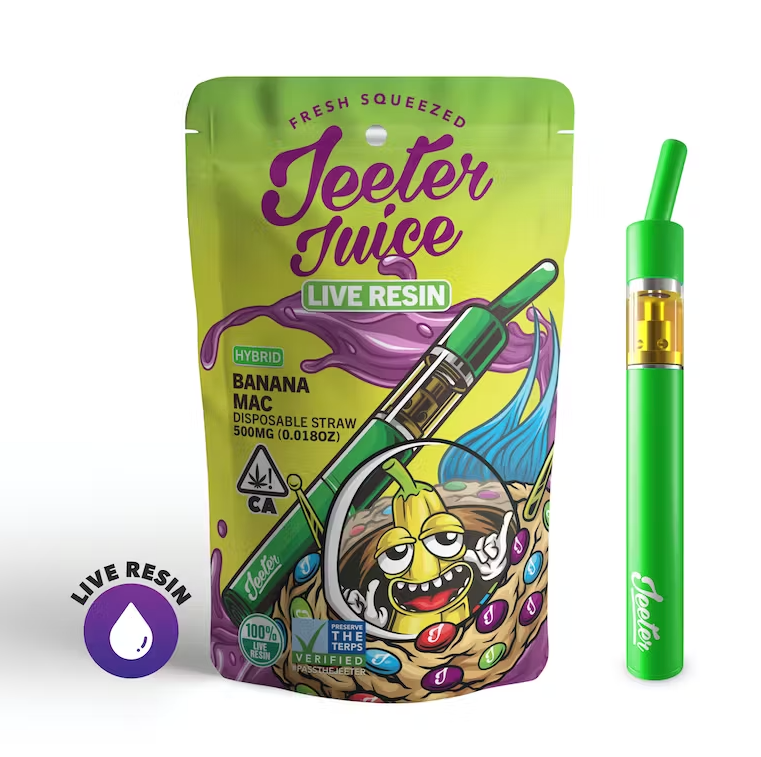Jeeter Juice Disposable 500ml Live Resin Straw - Banana Mac - The Balloon Room