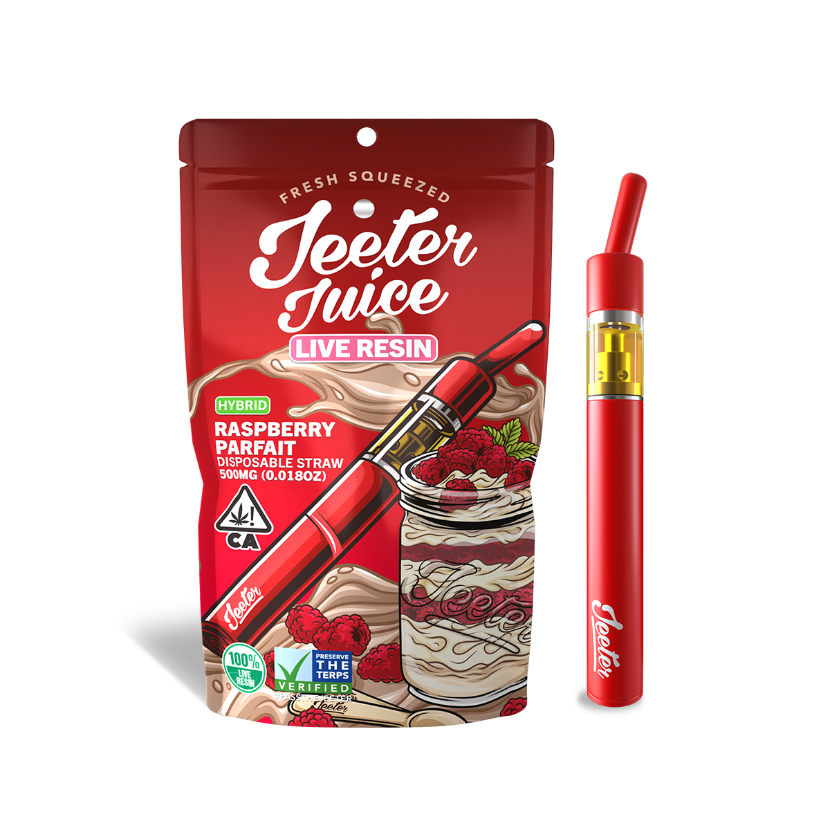 Jeeter Juice Disposable 500ml Live Resin Straw - Raspberry Parfait - The Balloon Room