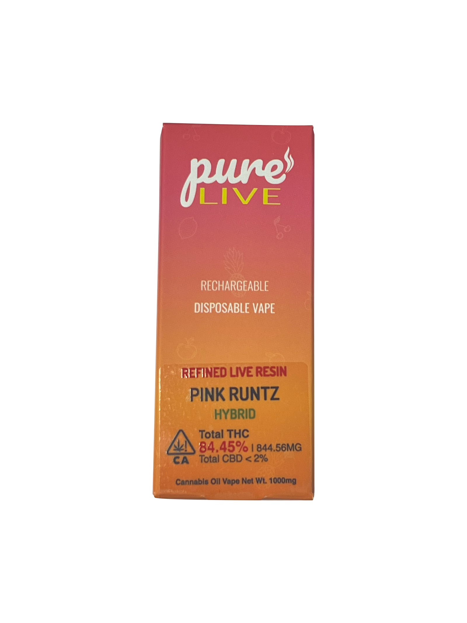 Pure Live Full Spectrum Refined Live Resin 1G Disposable Vape - Pink Runtz - The Balloon Room