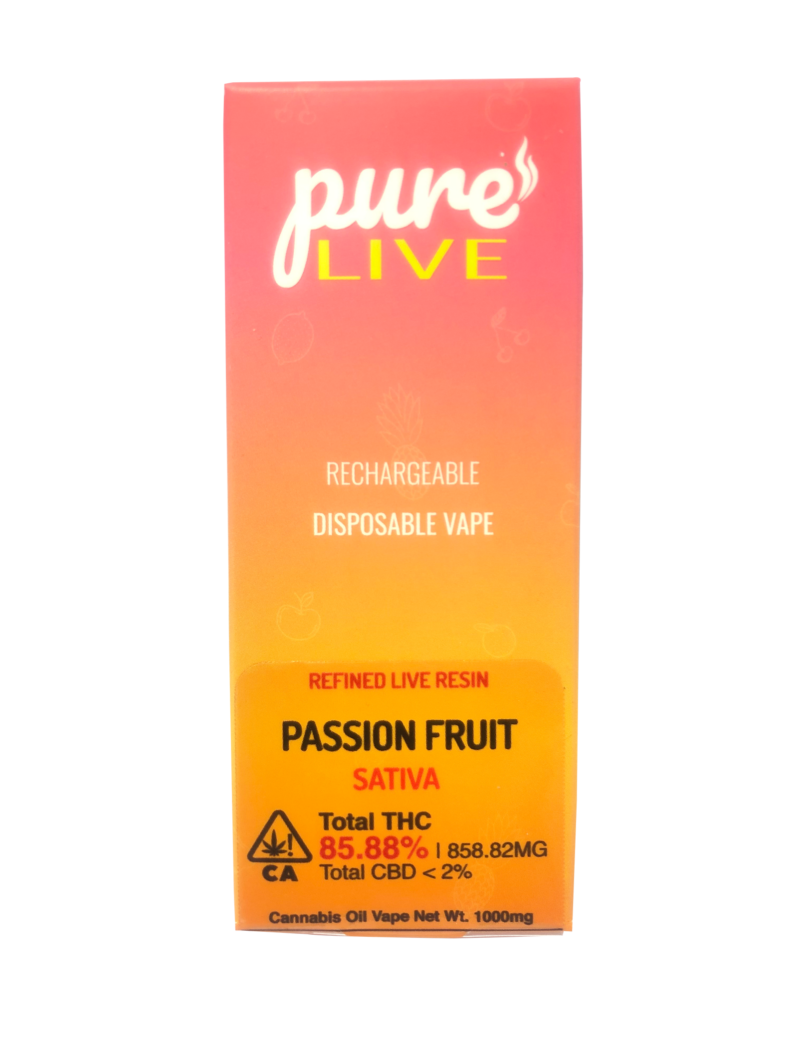 Pure Live Full Spectrum Refined Live Resin 1G Disposable Vape - Passion Fruit - The Balloon Room