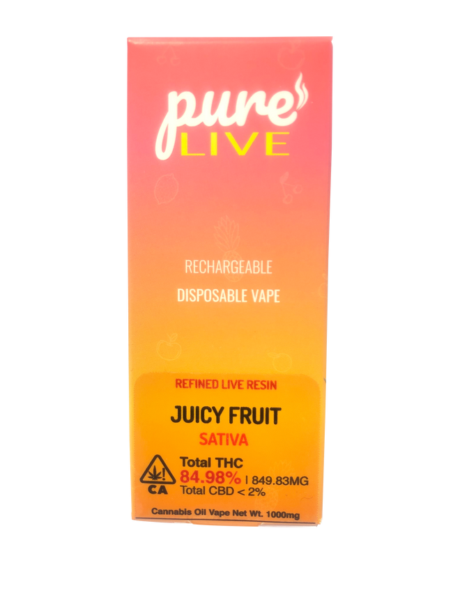 Pure Live Full Spectrum Refined Live Resin 1G Disposable Vape - Juicy Fruit - The Balloon Room