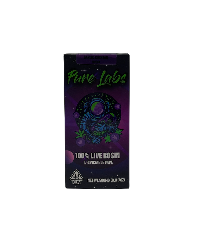 Pure Labs 100% LIVE ROSIN 500mL Disposable Vape - Garlic Cocktail - The Balloon Room