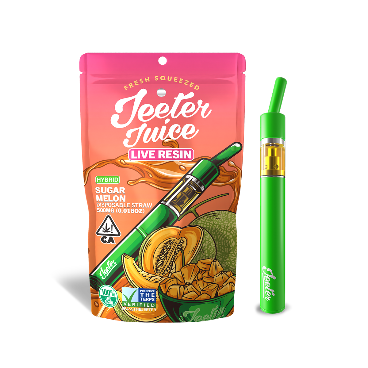 Jeeter Juice Disposable 500ml Live Resin Straw - Sugar Melon - The Balloon Room