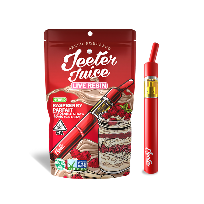 Jeeter Juice Disposable 500ml Live Resin Straw - Raspberry Parfait - The Balloon Room