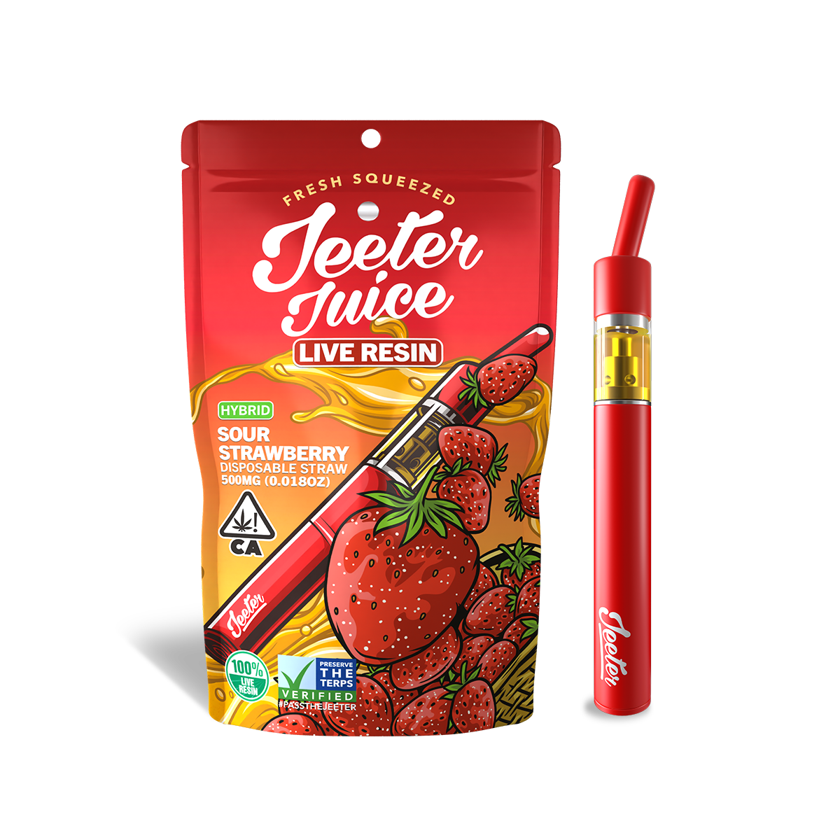 Jeeter Juice Disposable 500ml Live Resin Straw - Sour Strawberry - The Balloon Room