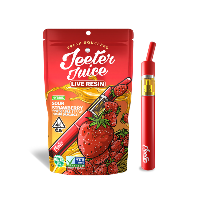 Jeeter Juice Disposable 500ml Live Resin Straw - Sour Strawberry - The Balloon Room