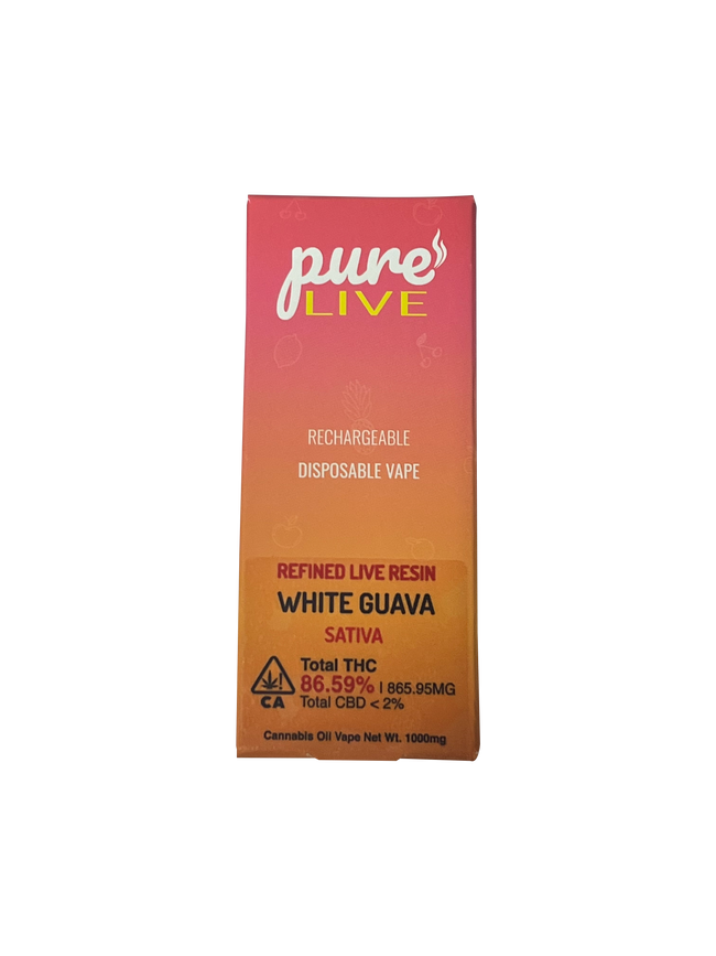 Pure Live Full Spectrum Refined Live Resin 1G Disposable Vape - White Guava - The Balloon Room