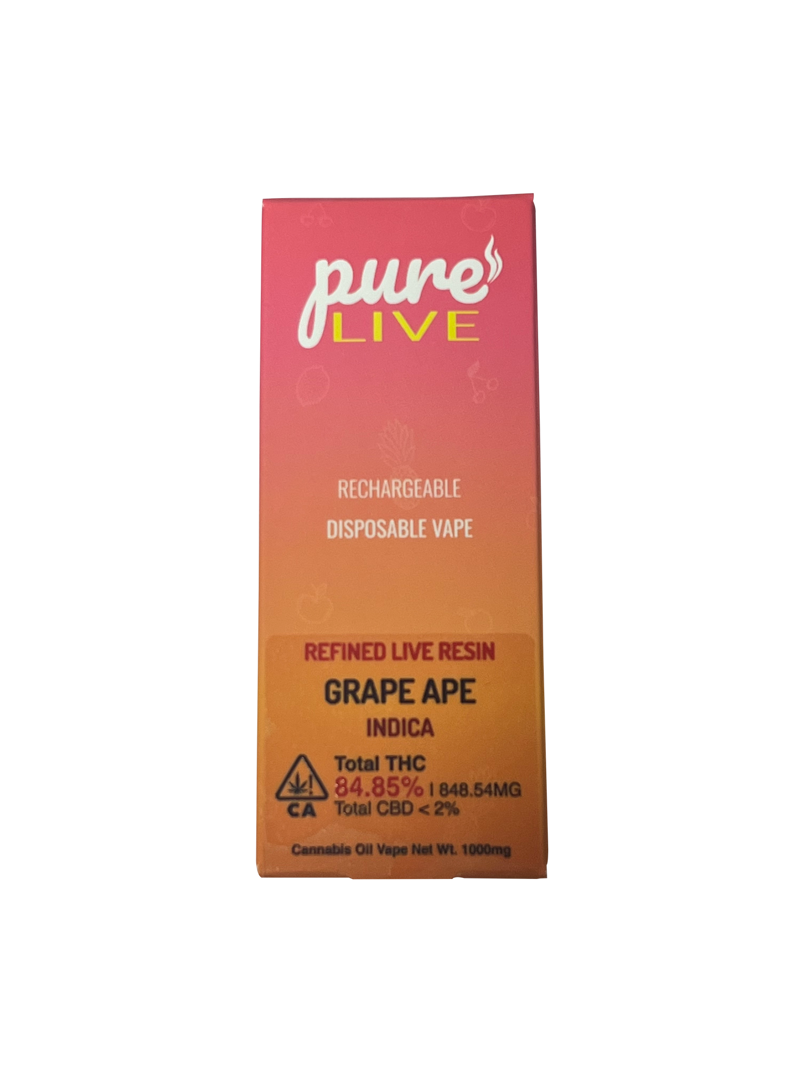 Pure Live Full Spectrum Refined Live Resin 1G Disposable Vape - Grape Ape - The Balloon Room