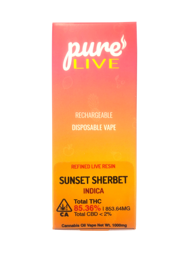 Pure Live Full Spectrum Refined Live Resin 1G Disposable Vape - Sunset Sherbet - The Balloon Room