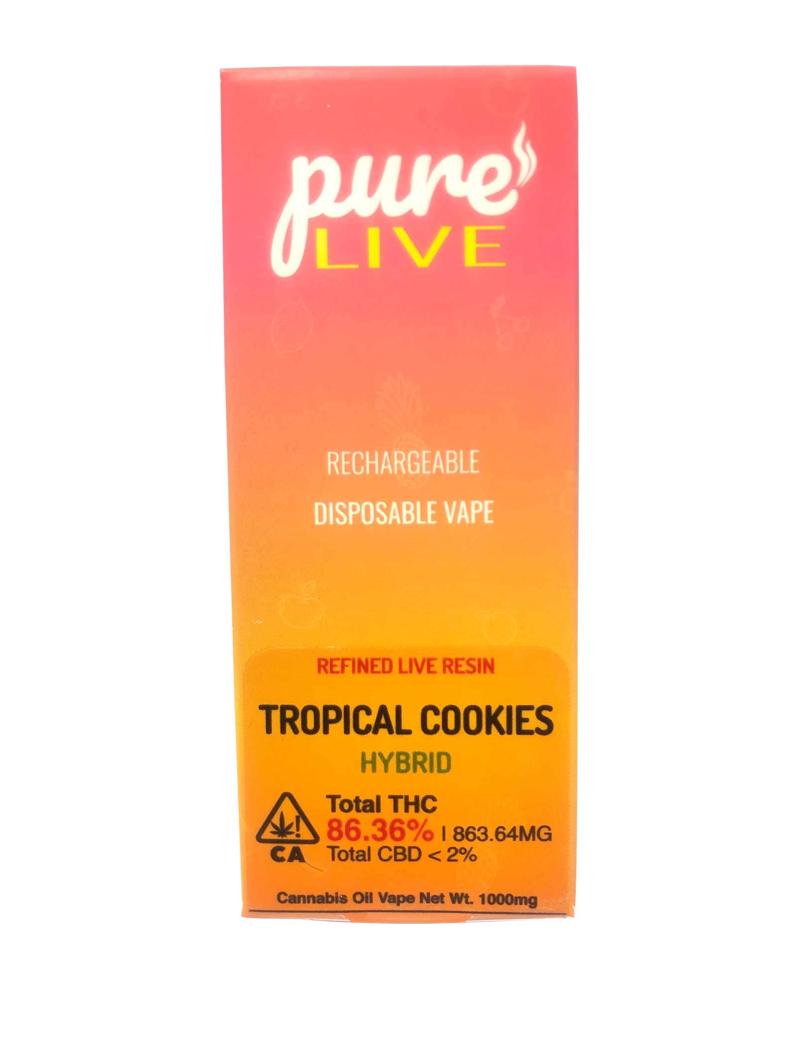 Pure Live Full Spectrum Refined Live Resin 1G Disposable Vape - Tropical Cookies - The Balloon Room