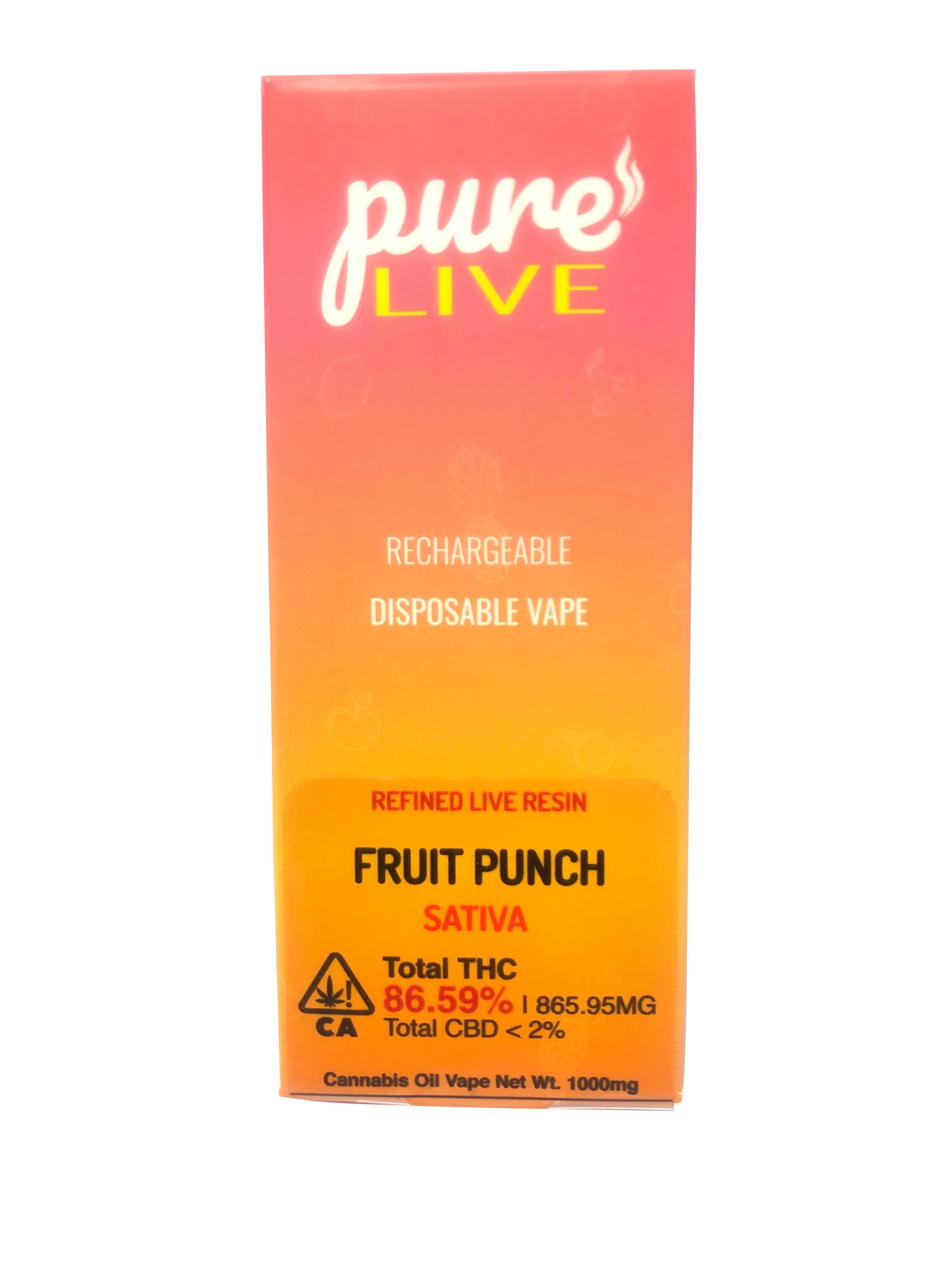 Pure Live Full Spectrum Refined Live Resin 1G Disposable Vape - Fruit Punch - The Balloon Room