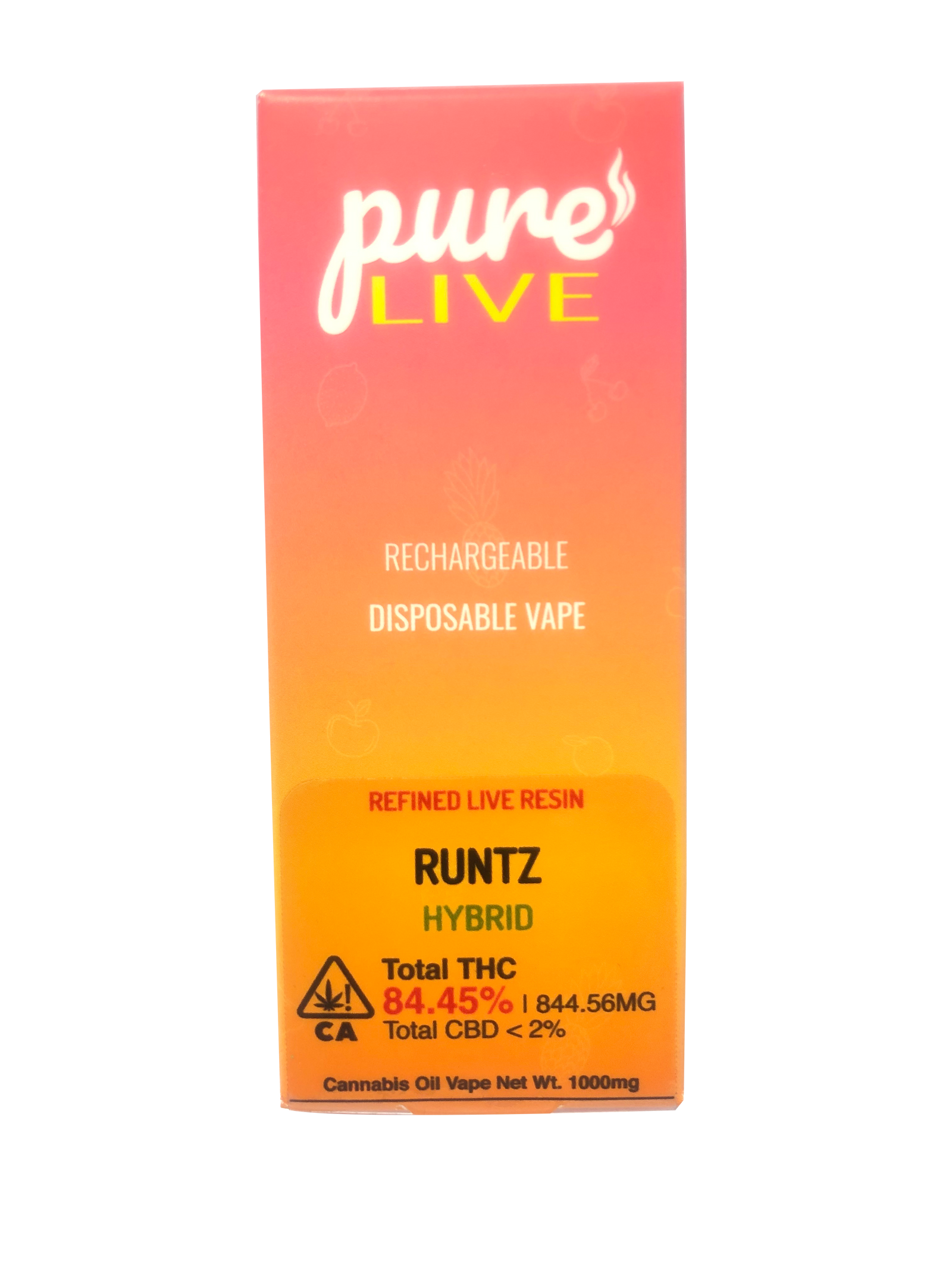 Pure Live Full Spectrum Refined Live Resin 1G Disposable Vape - Runtz - The Balloon Room