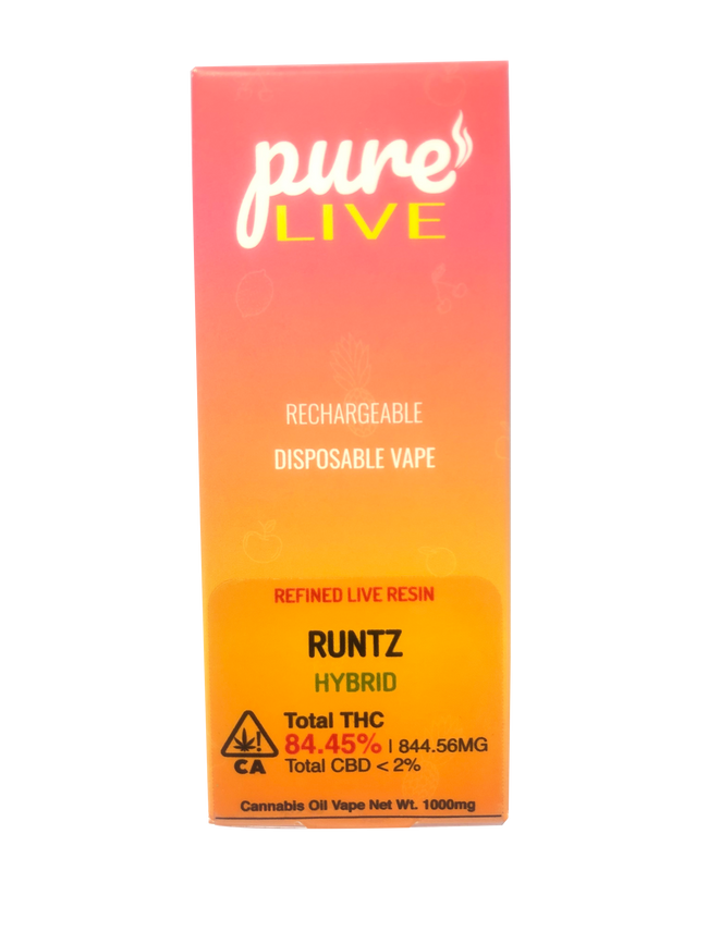 Pure Live Full Spectrum Refined Live Resin 1G Disposable Vape - Runtz - The Balloon Room