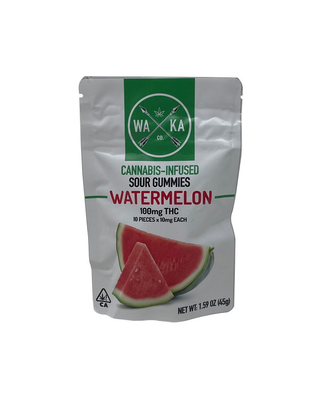 Waka Watermelon Cannabis Infused Sour Gummies Edibles - The Balloon Room