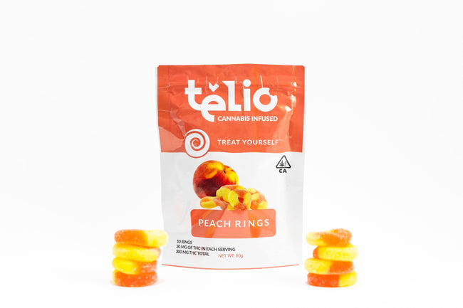 Telio Peach Rings Belts Gummy Edible - The Balloon Room