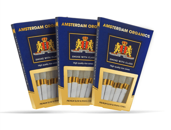 Amsterdam Organics 109mm King Size Rice Paper Pre Rolled Cones - The Balloon Room