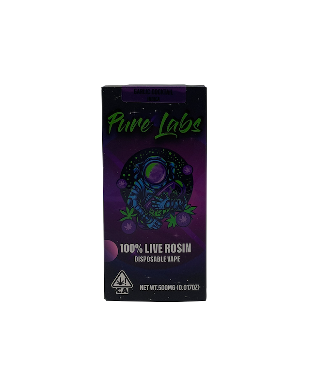 Pure Labs 100% LIVE ROSIN 500mL Disposable Vape - Garlic Cocktail - The Balloon Room