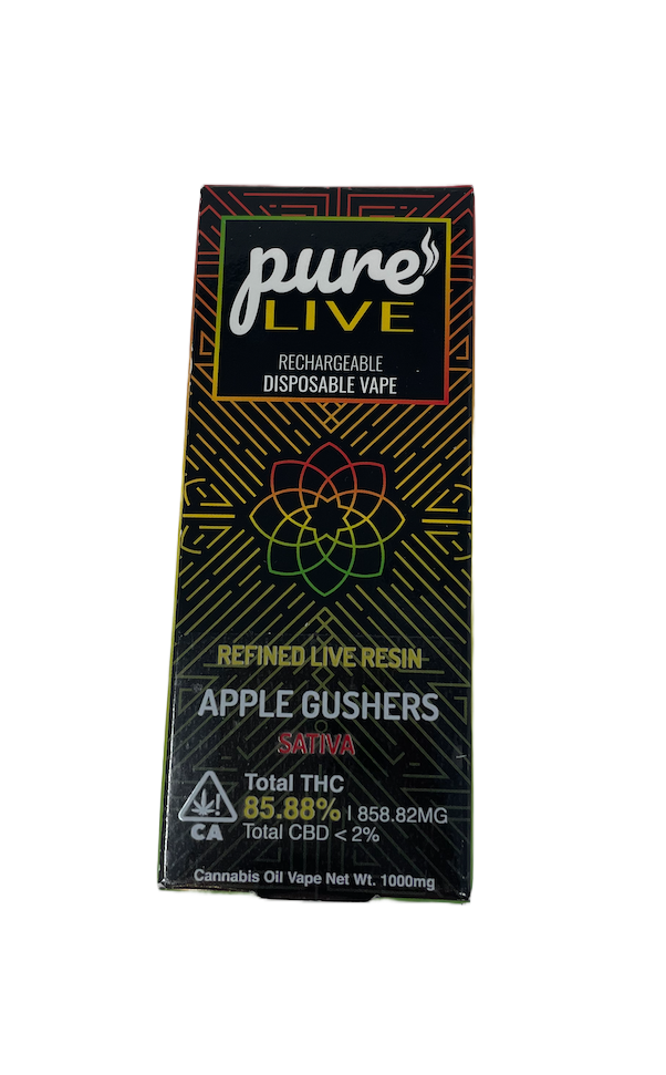 Pure Live Full Spectrum Refined Live Resin 1G Disposable Vape - Apple Gushers - The Balloon Room