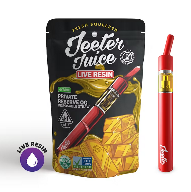 Jeeter Juice Disposable 500ml Live Resin Straw - Private Reserve OG - The Balloon Room