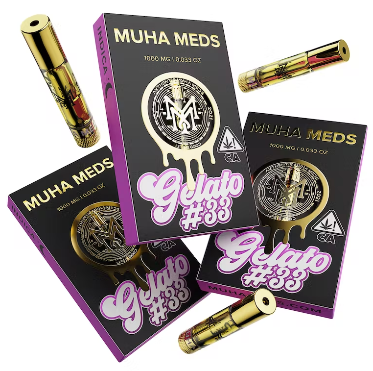 Muha Meds 1000mg Vape Cartridge - Gelato #33 – The Balloon Room