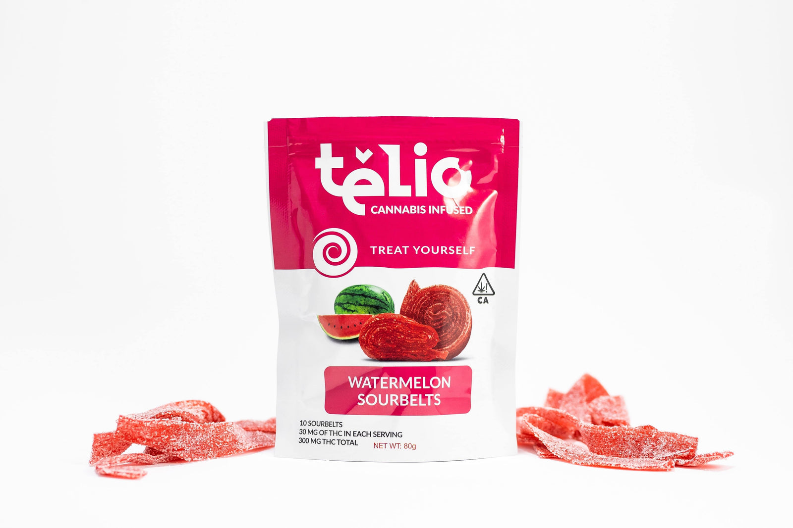 Telio Watermelon Sour Belts Gummy Edible - The Balloon Room